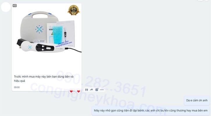 Feedback của khách hàng sau khi sử dụng sản phẩm máy siêu âm trị liệu mini Roscoe UP 2