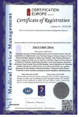 Giấy chứng nhận ISO chứng nhận thiết bị laser công suất cao Luxmaster đủ điều kiện điều trị có hiệu quả trong vật lý trị liệu