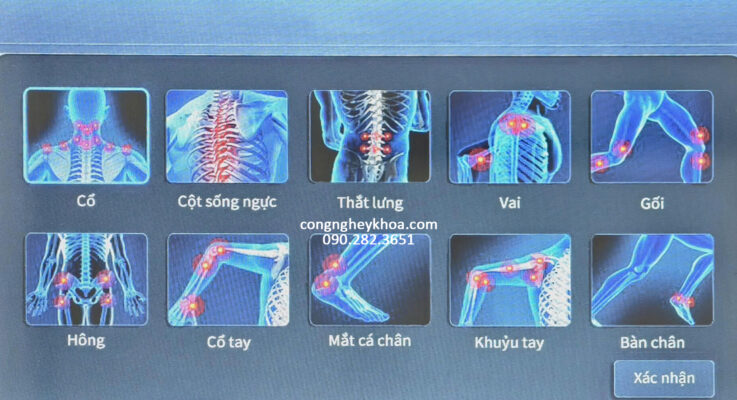 10 vùng điều trị được cài đặt sẵn thông số điều trị trong máy laser công suất cao Laserlite HP