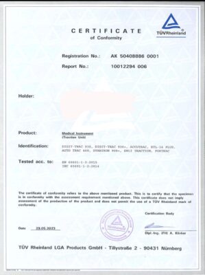 Giấy chứng nhận CE của máy kéo cột sống cổ lưng digit-trac 930