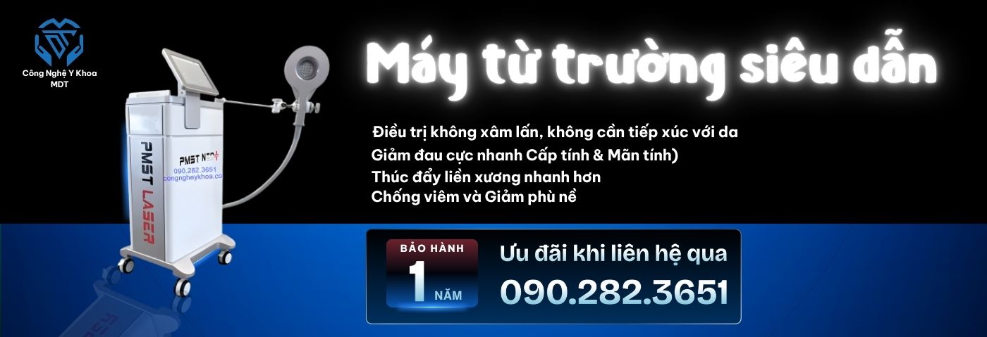 Trang Chủ 13 Máy từ trường siêu dẫn Điều trị không xâm lấn, không cần tiếp xúc với da Giảm đau cực nhanh Cấp tính & Mãn tính) Thúc đẩy liền xương nhanh hơn Chống viêm và Giảm phù nề