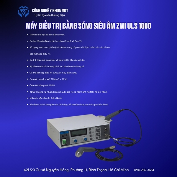Máy điều trị bằng sóng siêu âm ZMI ULS 1000 2 Công dụng của Máy điều trị bằng sóng siêu âm ZMI ULS 1000